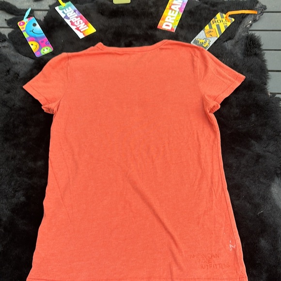 American Eagle Outfitters Orange Distressed SS Tee AEO Embossed Letters L - Picture 13 of 15
